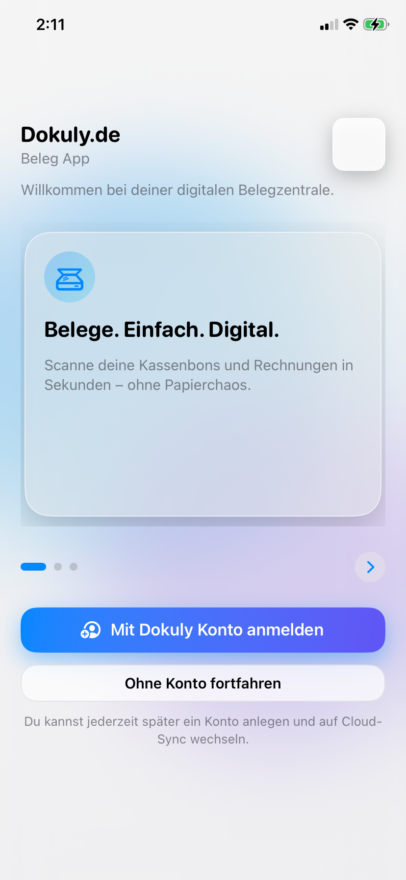 Dokuly App – Scan-Ansicht